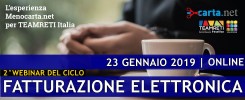 23 Gennaio, 2°Webinar gratuito del Ciclo FATTURAZIONE ELETTRONICA e CONTROLLO di GESTIONE della RETE D'IMPRESA